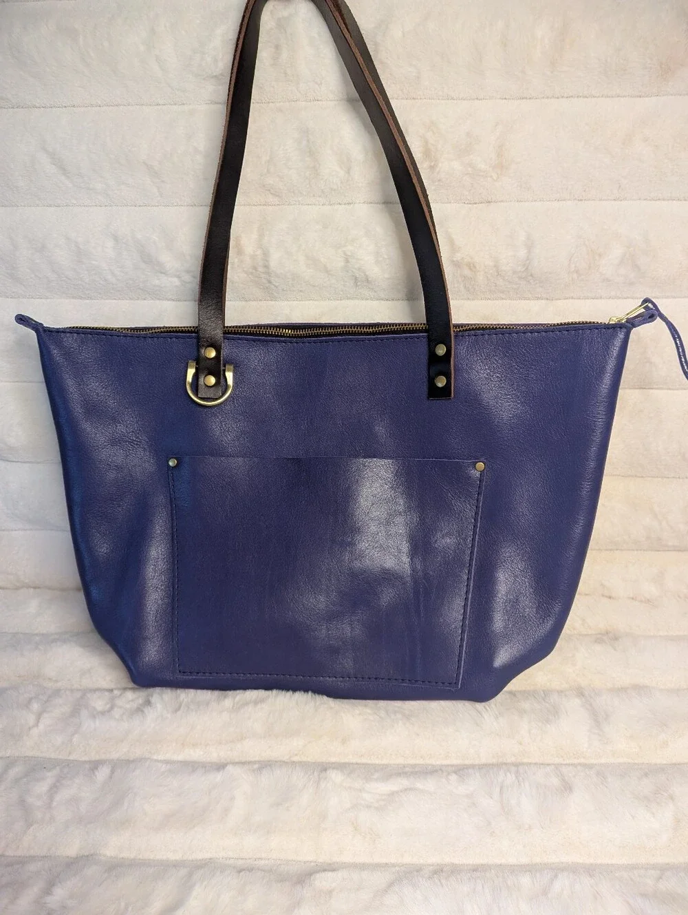 Portland Leather Goods Large Cobalt Blue Zipper Tote Bag